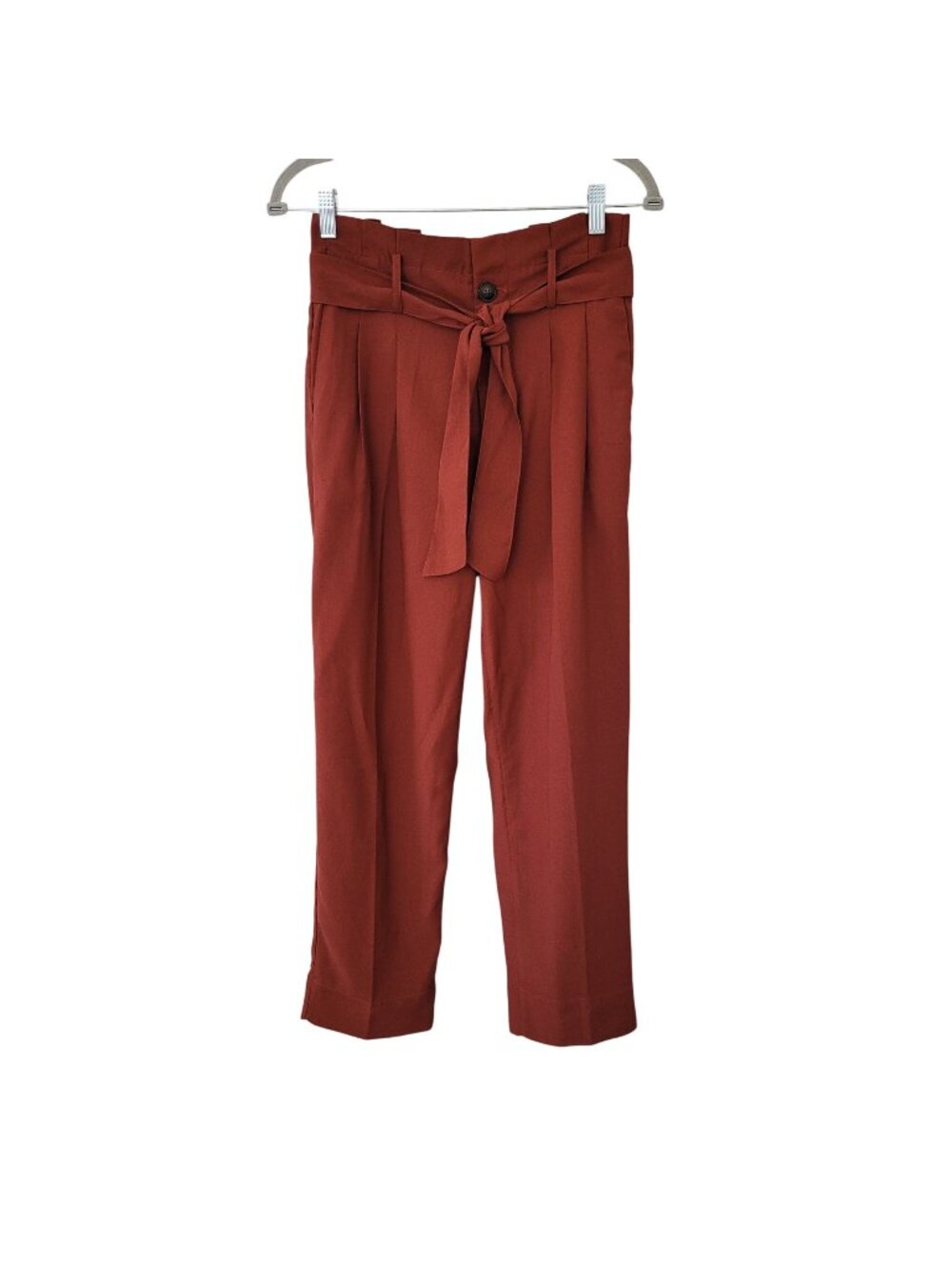 Madewell Drapey Paperbag Pants Womens Size 0 Rust Pleated High Rise Career